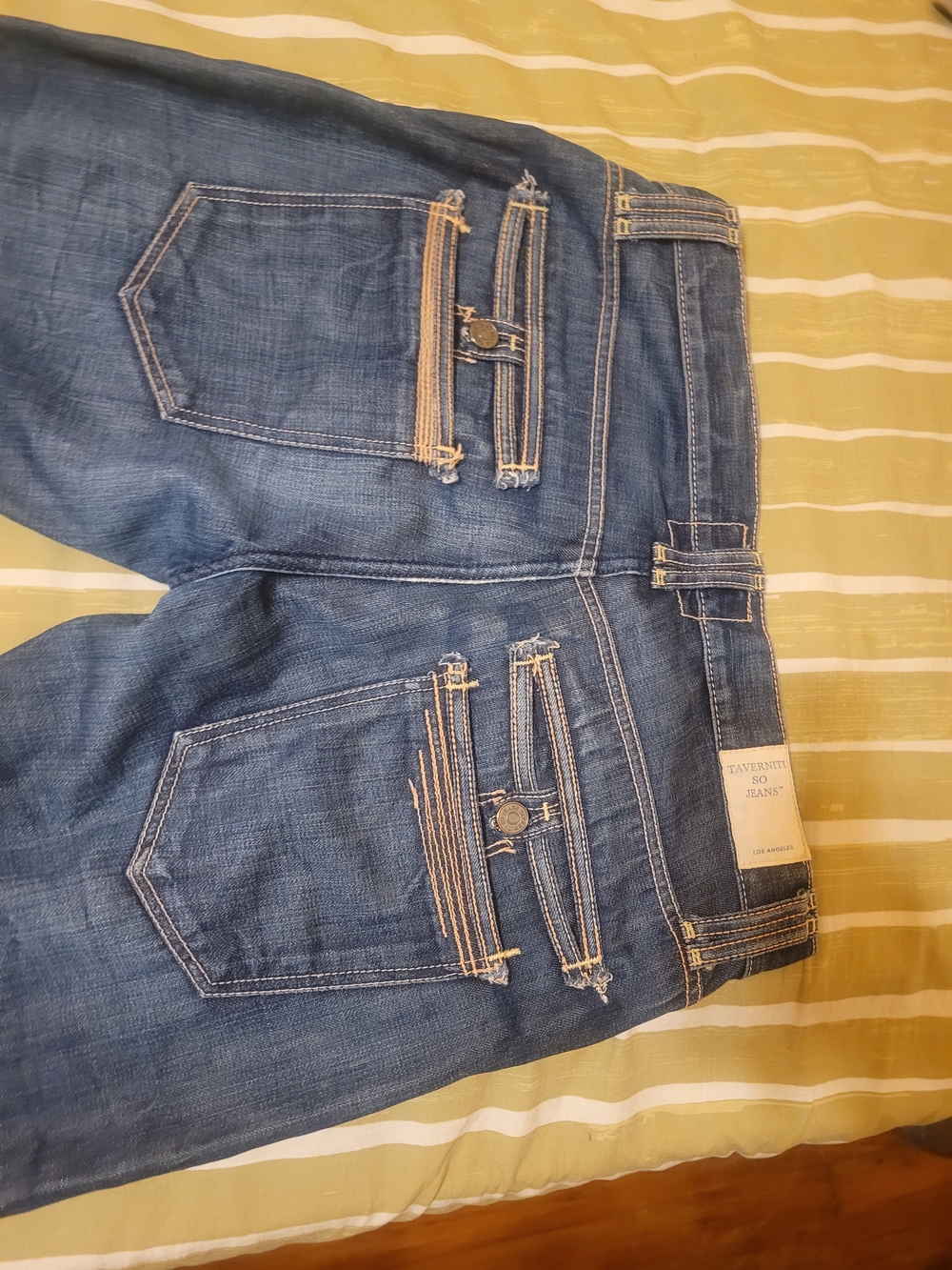 Taverniti So Jeans Dark Blue Denim with Navy Polka-Dot Lining - Picture 9 of 9